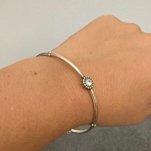 Preloved Brighton bangle silver tone bracelet with clear stones